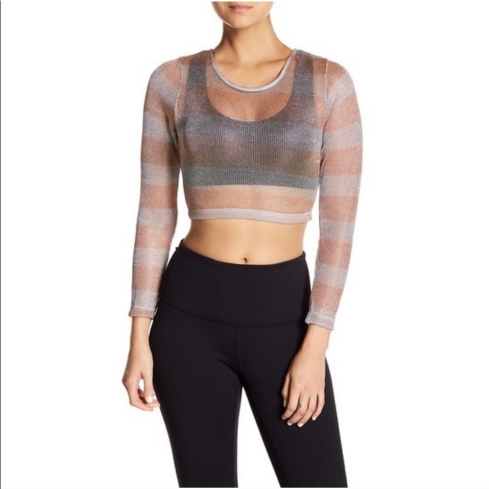 Sam Edelman Metallic Open Knit Crop Top